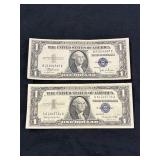 (2)$1.00 SILVER CERTIFICATES SERIES 1957 B & 1935C
