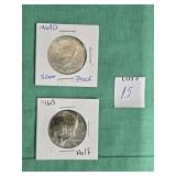 1965 & 1969-D SILVER 40% PROOF LIKE HALF DOLLARS