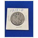 1918-D WALKING LIBERTY SILVER HALF DOLLAR