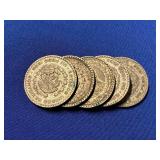 (5) MEXICAN SILVER PESO COINS