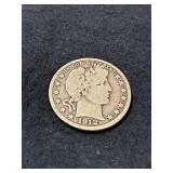 1912-D BARBER SILVER HALF DOLLAR