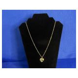 7.5G 14K HEART & ROSE NECKLACE 20"