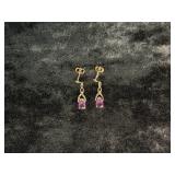 2.3G 14K PURPLE STONE EARRINGS