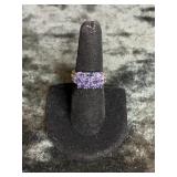 5.1G STERLING SILVER RING W/ AMETHYST STONES