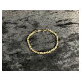 3.2G 14K 7.5" ROPE STYLE BRACELET MARKED "DZR