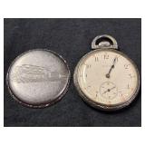 ELGIN POCKET WATCH ENGRAVED WITH TRAIN