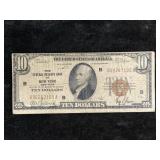 1929 $10 FEDERAL RESERVE NOTE BANK OF NEW YORK