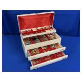 JEWELRY BOX FILLED W/ COSTUME JEWELRY INCLUDING