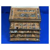 JEWELRY BOX FILLED W/ COSTUME JEWELRY INCLUDING