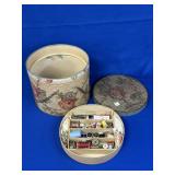 FLORAL PATTERN SEWING BASKET W/ SEWING SUPPLIES