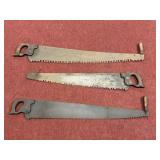 (3) TWO-MAN WOOD SAWS (ONE IS MISSING HANDLE)