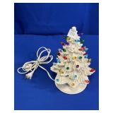 UNMARKED CERAMIC WHITE CHRISTMAS TREE APPROX 10"