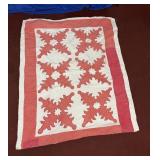 HAND MADE PINK AND WHITE BED COVER