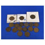ONE CENT INDIAN HEAD CENT COINS (17 COINS)