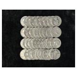 (FULL ROLL) U.S. SILVER QUARTERS INCLUDING SOME