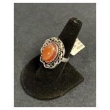 GERMAN SILVER RED ONYX RING SIZE 8
