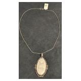 GERMAN SILVER HOWLITE PENDANT NECKLACE