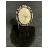 GERMAN SILVER HOWLITE RING SIZE 7