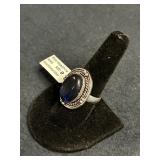 GERMAN SILVER BLUE SAPPHIRE STYLE RING SIZE 9