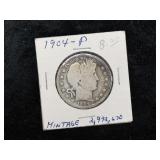 1904 BARBER SILVER HALF DOLLAR