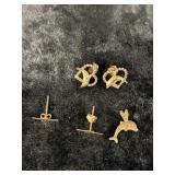 (1.79G) 14K GOLD DOLPHIN EARRINGS, PENDANT, &