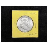 1962 UNC FRANKLIN SILVER HALF DOLLAR