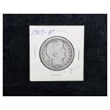 1907 BARBER SILVER HALF DOLLAR