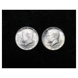 (2) 1964 KENNEDY SILVER HALF DOLLARS