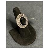 GERMAN SILVER BLACK ONYX RING SIZE 6