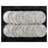 ROLL OF WALKING LIBERTY SILVER HALF DOLLARS