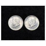 (2) 1964 KENNEDY SILVER HALF DOLLARS