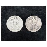 1918 & 1920 SILVER WALKING LIBERTY HALF DOLLARS