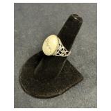 .925 STERLING SILVER RING WITH WHITE STONE SIZE 7