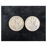(2) 1917 WALKING LIBERTY SILVER HALF DOLLARS
