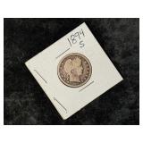1894-S BARBER SILVER QUARTER