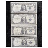 (4) $1.00 SILVER CERTIFICATE STAR NOTES US FEDERAL