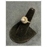 .925 STERLING SILVER RING WITH GRAY STONE SIZE 5.5