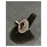 GERMAN SILVER AMETHYST STYLE RING SIZE 9
