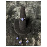 (4.54G) 14K WHITE GOLD RING, EARRING, & PENDANT