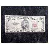 US FEDERAL RESERVE $5.00 RED CERTIFICATES SERIES