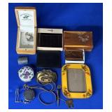 BELT BUCKLES, WALLET, WOODEN BOXES, & MORE