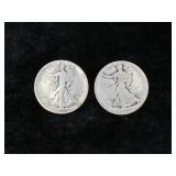 (2) 1918 WALKING LIBERTY HALF DOLLARS