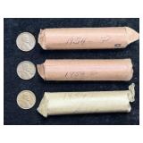 1954-P, 1954-D, 1954-S WHEAT PENNY ROLLS