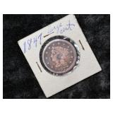 1847 BRAIDED HAIR LARGE CENT COIN