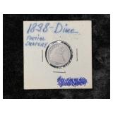 1838 SEATED DIME