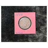 1850 BRAIDED HAIR LARGE CENT COIN