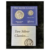 1942 LIBERTY WALKING HALF DOLLAR & MERCURY DIME