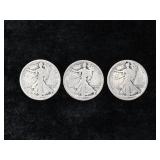 (3) 1917 WALKING LIBERTY SILVER HALF DOLLARS