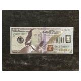 NOVELTY ONE HUNDRED DOLLAR BILL WITH 1GM