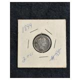 1899 BARBER SILVER DIME